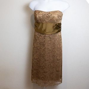 NICOLE Miller Gold Strapless Cocktail Dress, Size 12